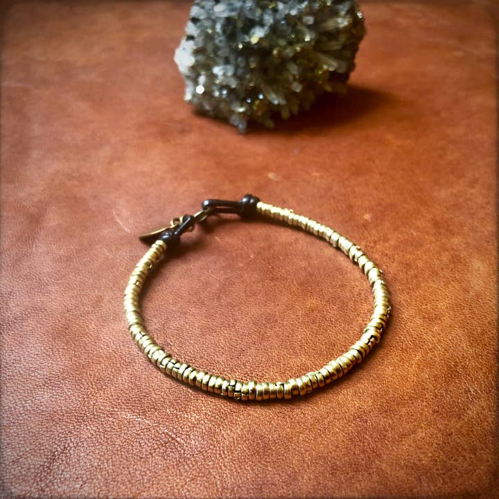 ASTALI - Wholesale Beaded Bracelet - Heishi Bead Bracelet - Brass/Silver Metal Bead Bracelet