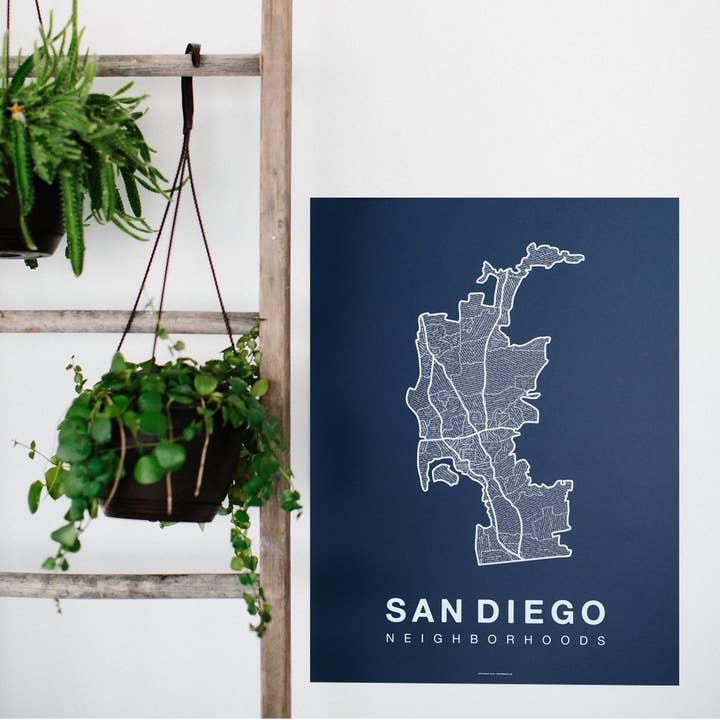 Native Maps - Wholesale Poster - San Diego, CA Neighborhood City Map Poster