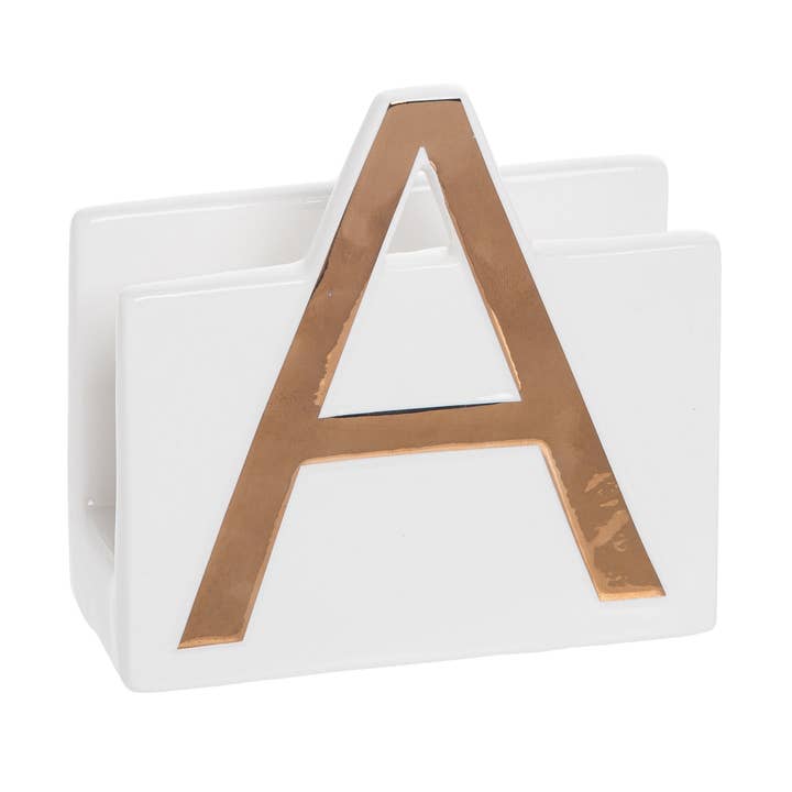 SALE Ceramic White Letter A Napkin Holder for wholesale by Totalee Gift