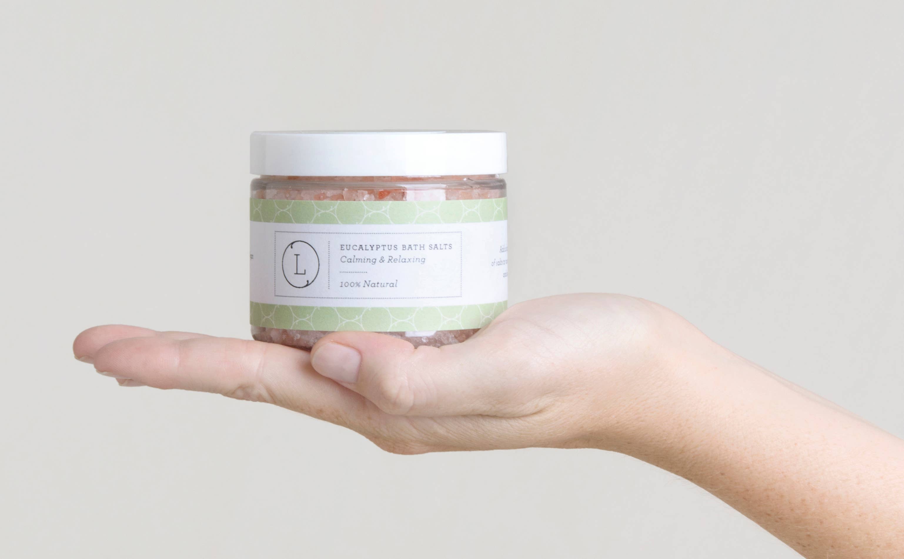 Green Eucalyptus Infused Bath Salt Soak (100% Natural) for wholesale on Faire1