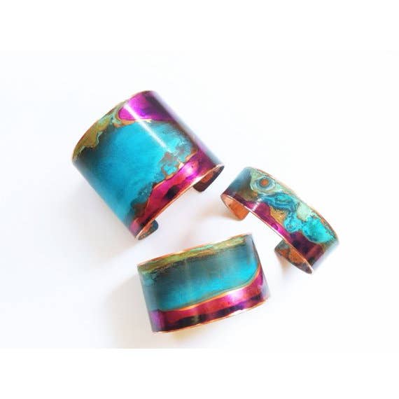 1.25" Width Purple and Mix Verdigris Patina Cuff for wholesale by ssd jewelry