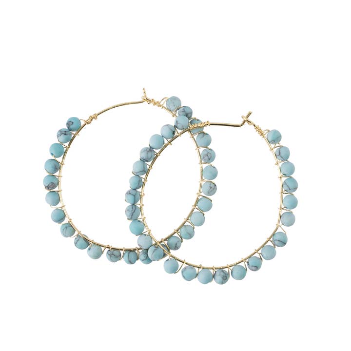 BOPS WHOLESALE - Wholesale Hoop Earrings - Turquoise Stone Hoop Earrings