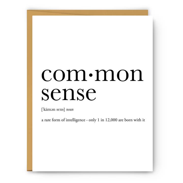 Common Sense Definition - Everyday Card for wholesale by Footnotes