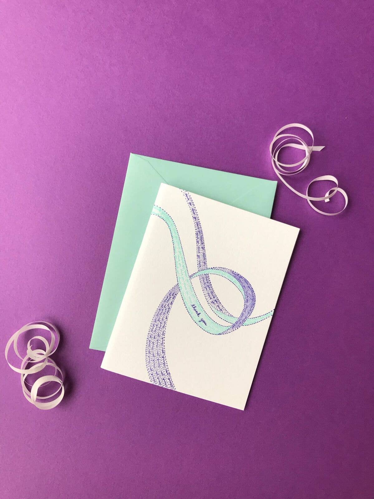 Helen Edna - Wholesale Thank You Card - Thank You Swirl Letterpress Card - Handprinted - Greeting Card 1