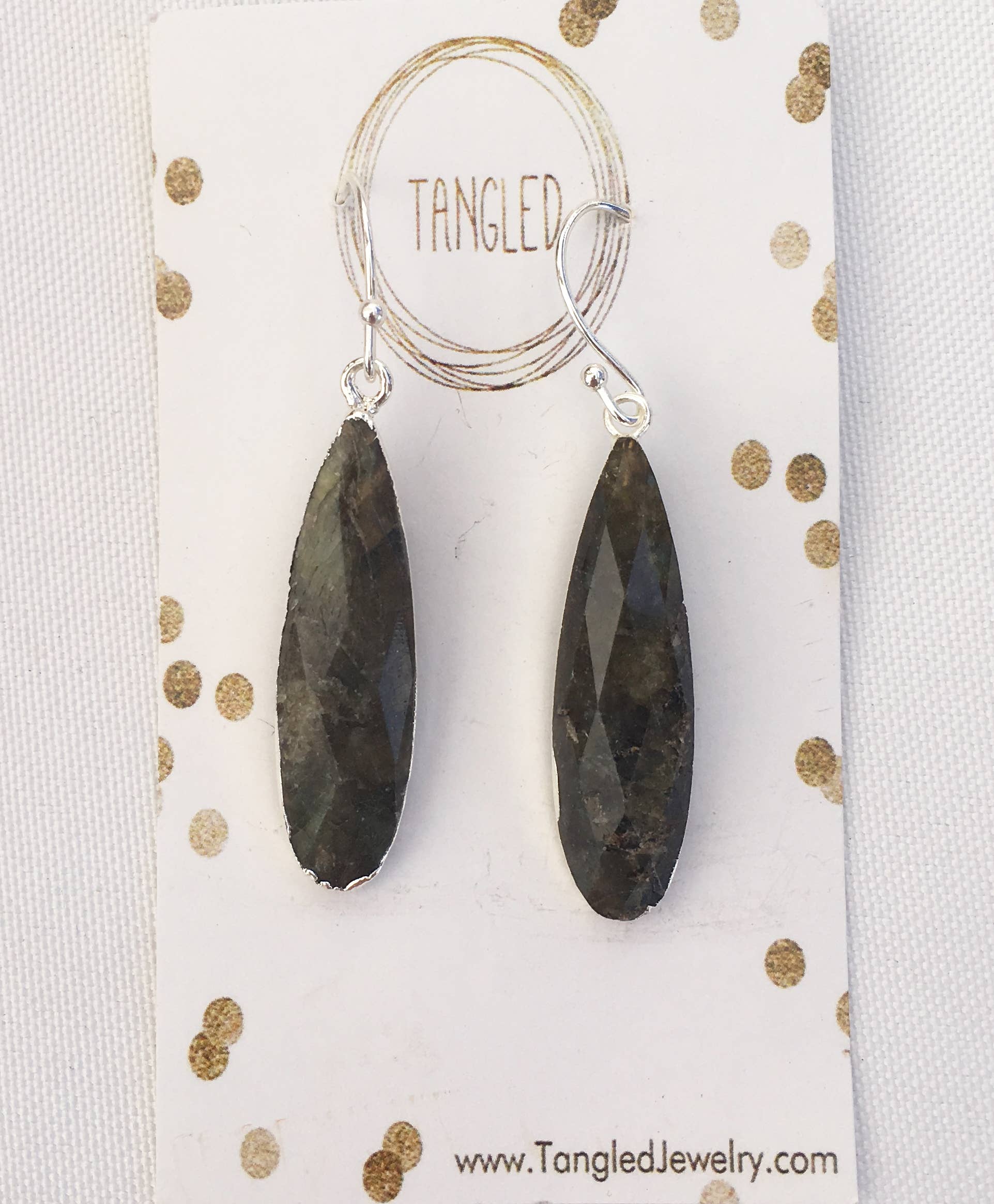 Tangled Jewelry - Wholesale Dangle Earrings - Silver Labradorite Drop Earrings0