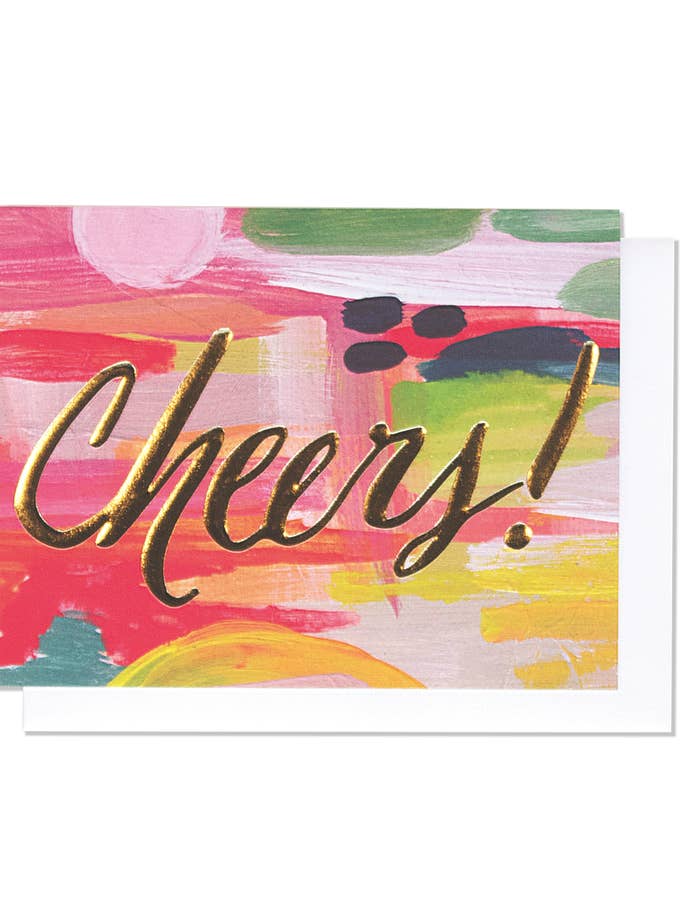 Cheers Gold Foil + Emboss Greeting Card for wholesale by Thimblepress