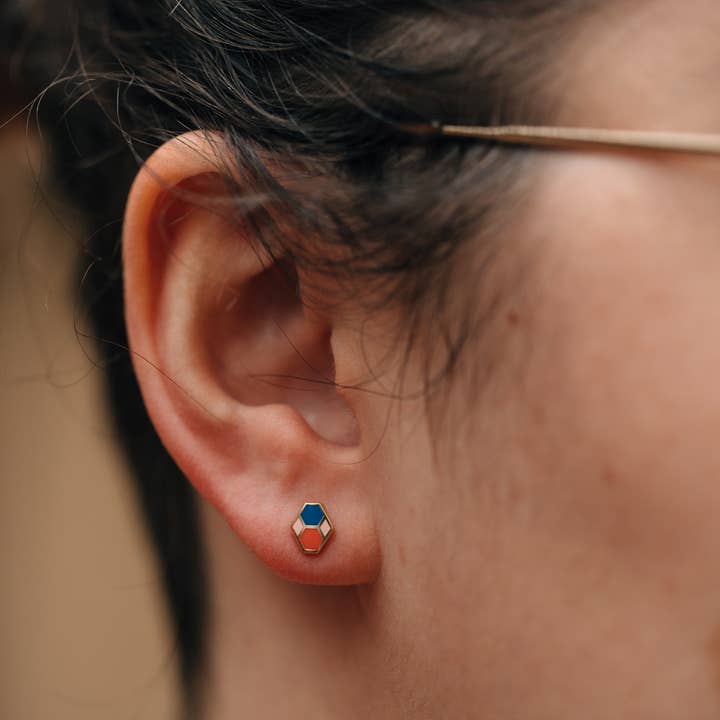 Tiny Deer Studio - Vente Clous d'oreille - Boucles d'oreilles hexagonales1
