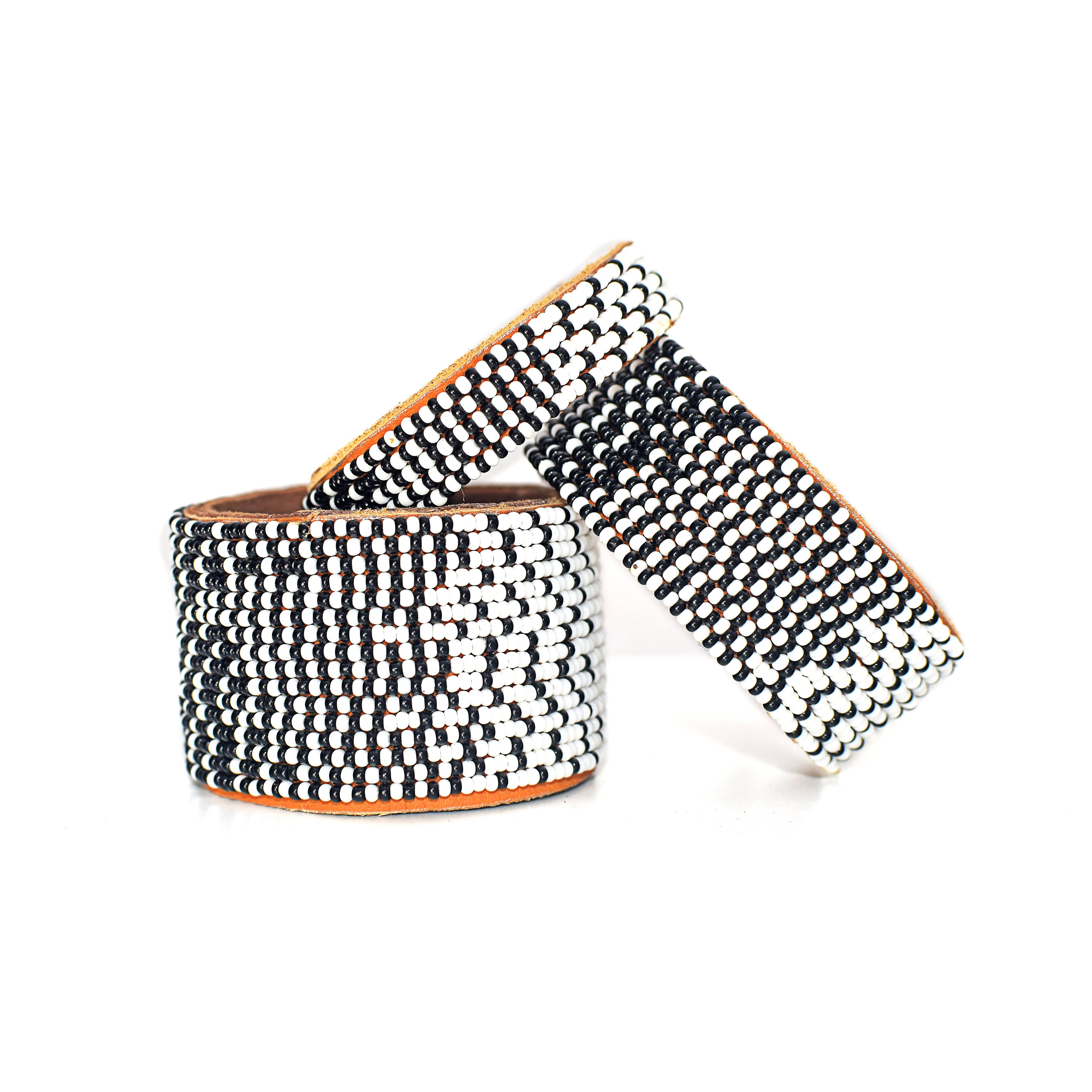 Swahili Coast - Wholesale Cuff Bracelet - Small Black and White Ombre Leather Cuff1