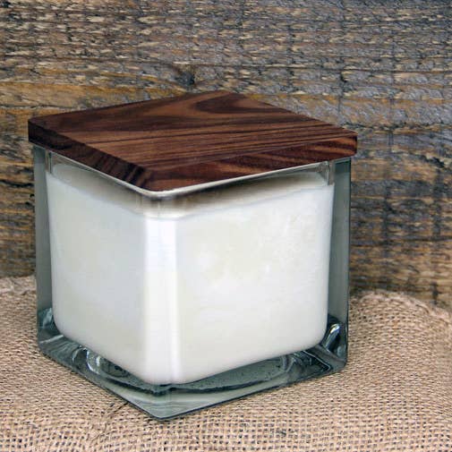 Mahogany Scented Soy Candle with Wood Lid for wholesale by Swoon Living