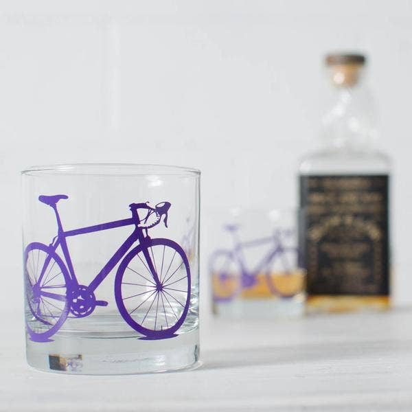 Vital Industries - Wholesale Cocktail/Liquor Glass - Bicycle Rocks Glasses, screen printed bike5