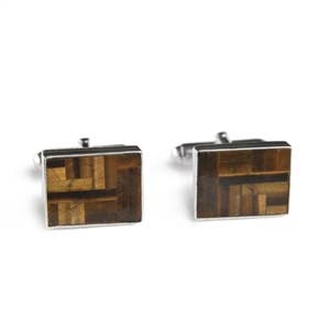 Rektangel Tiger Eye Inlay manschettknappar för wholesale av Great Falls Jewelry