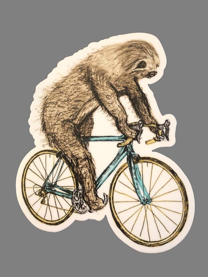 Vinyl-Aufkleber für Faultiere auf einem Fahrrad für den Großhandel von Dark Cycle Clothing