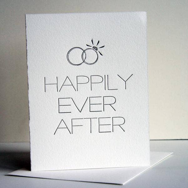 Happy Ever Rings - Letterpress Wedding Congrats Card for wholesale by Steel Petal Press