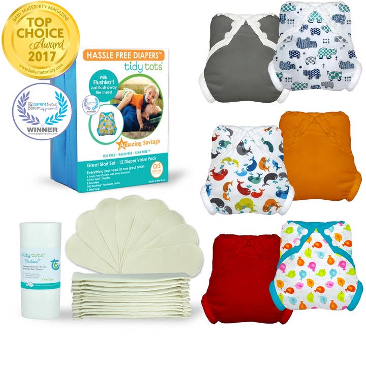 Set de départ idéal : hippopotames, baleines, tweetheart, gris, orange, rouge pour la vente par Tidy Tots Diapers