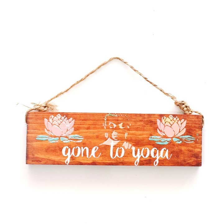 Gone To Yoga Wood Sign | Yogi Gift | Wall Art for wholesale by Mahalo Market
