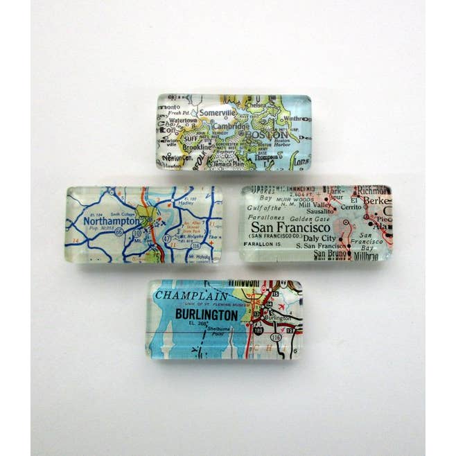 Tanner Glass - Wholesale Magnet - Magnet - Vintage Map - Rectangle - you choose the locations