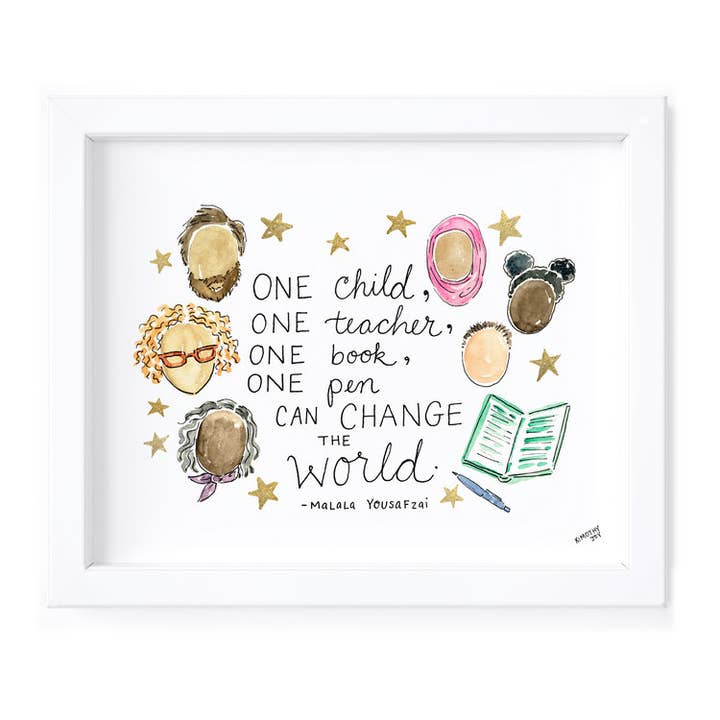 Eén kind, één leraar: Malala - 8x10 Fine Art Print voor wholesale door Kimothy Joy