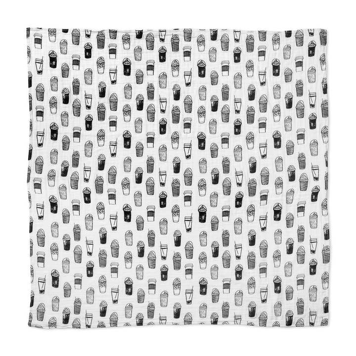 Modern Burlap – Swaddle - Bebé por atacado – Cobertor Swaddle Orgânico - Coffee Love1