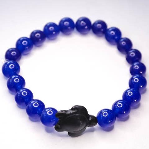 Foxfire Stones - Wholesale Beaded Bracelet - Clear Stretch String - Rich Blue / Rich Blue Jade For A Cause Healing Stone Turtle Bracelet0