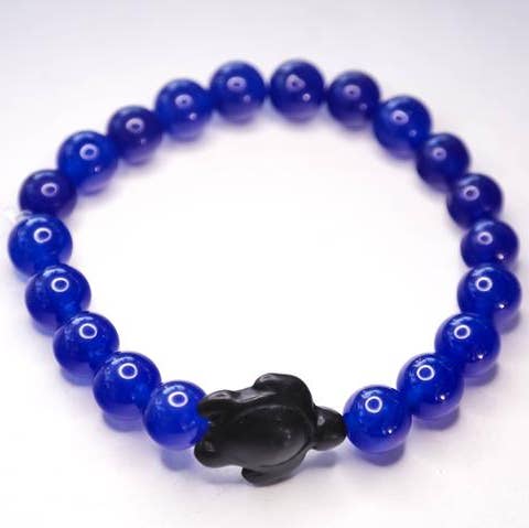 Foxfire Stones - Wholesale Beaded Bracelet - Clear Stretch String  - Rich Blue / Rich Blue Jade For A Cause Healing Stone Turtle Bracelet0