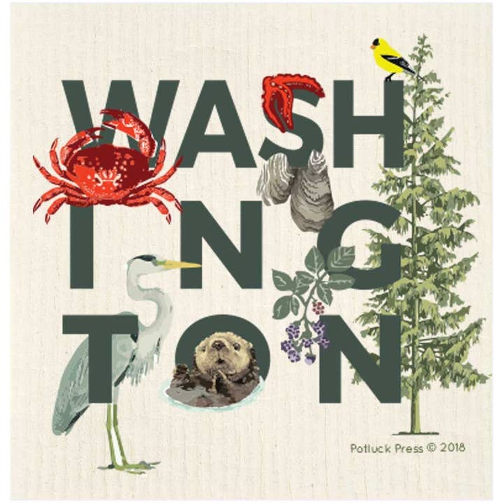 Washington Peek-a-Boo Icons Swedish Dishcloth for wholesale by Potluck Press