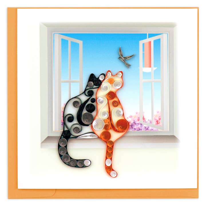 Quilling Card - Wholesale Everyday Greeting Card - Two Cats Quilled Everyday Greeting Card