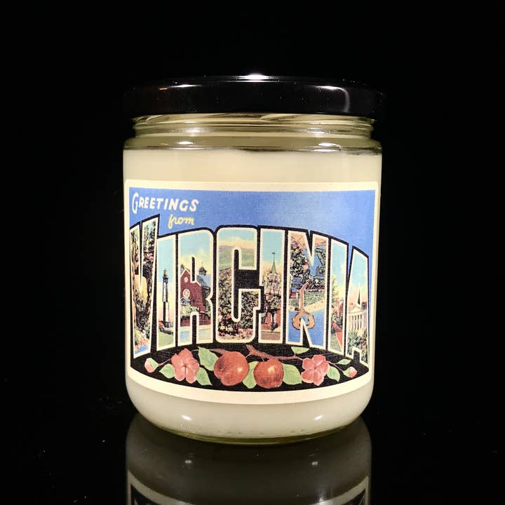 USV-Vintage Virginia 16oz pot voor wholesale door Virginia Creamery Candle Co.