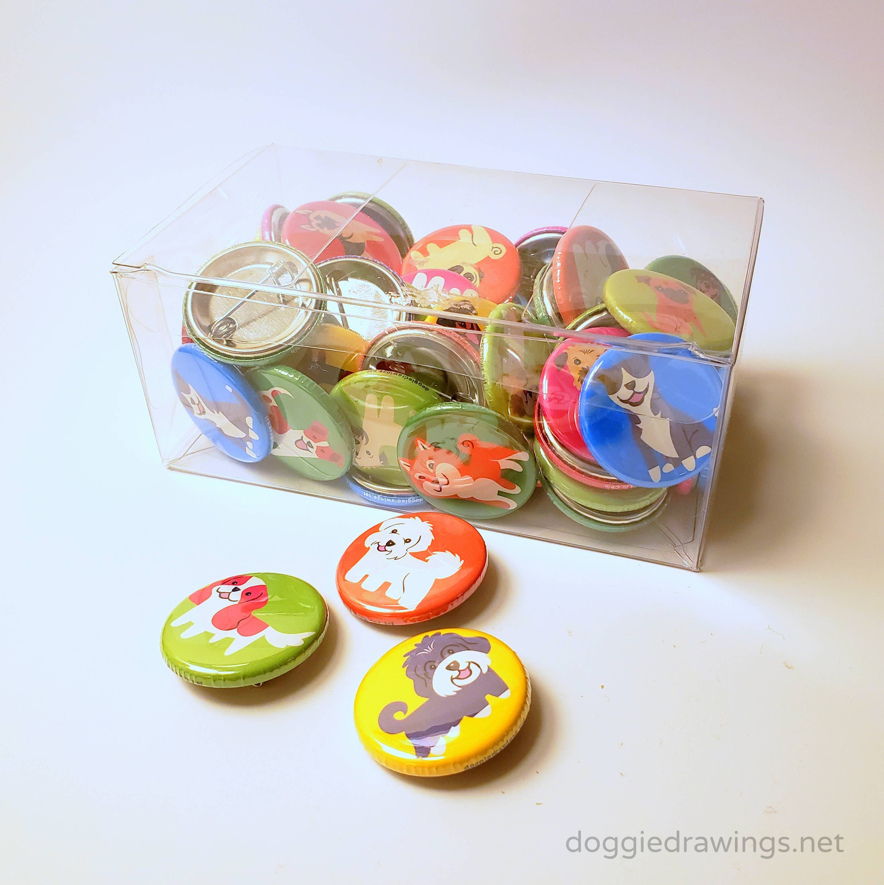 Lili Chin Art - Wholesale Lapel Pin/Button - 30 Dog Buttons2