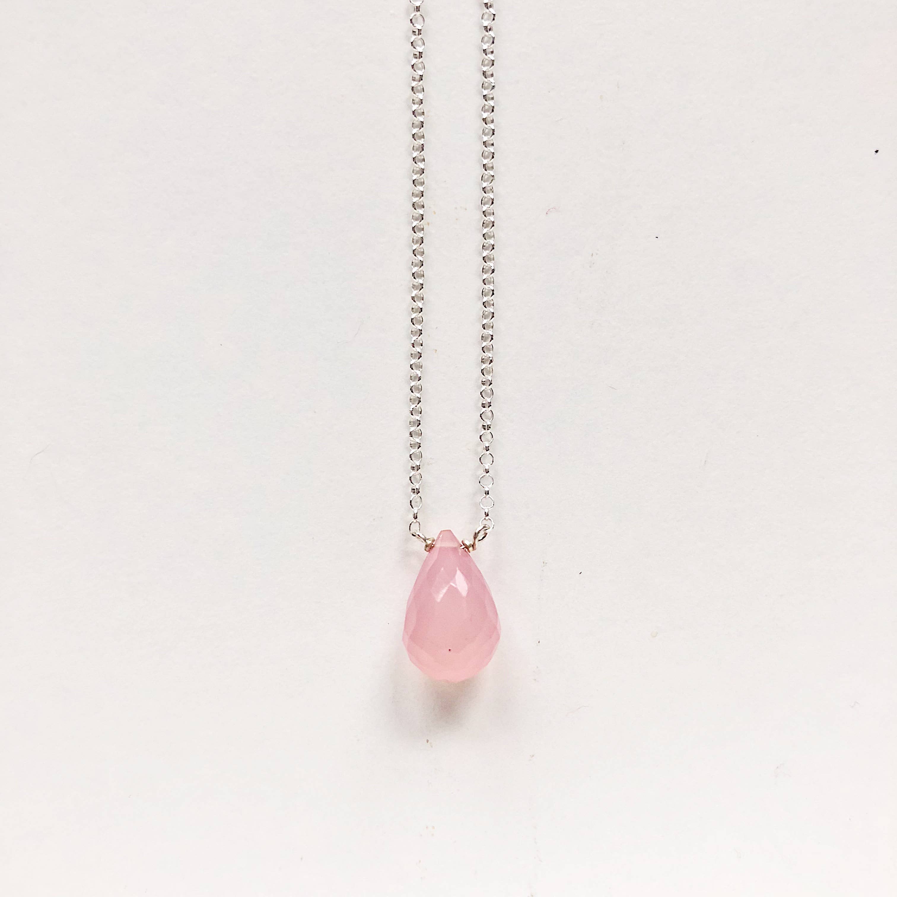 Third & Co. Studio - Wholesale Pendant/Charm Necklace - Faceted Rose Quartz Teardrop Necklace10