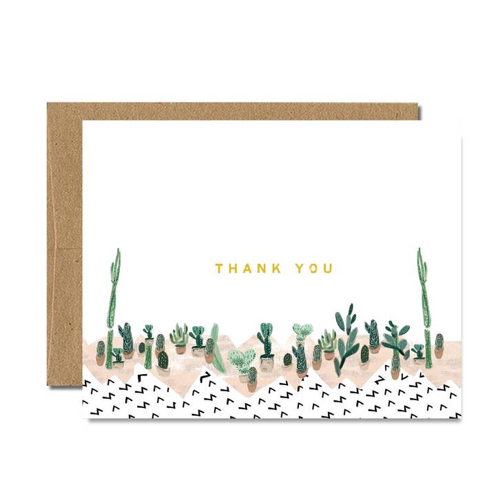 Foil Succulent Thank You Card for wholesale by Ferme à Papier