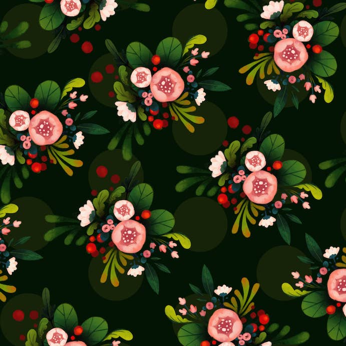Pink and Black Floral Wrapping Paper for wholesale by The Little Red House