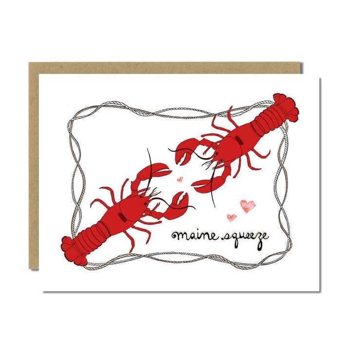 Lobster Love Maine Squeeze Greeting Card for wholesale by Sloe Gin Fizz