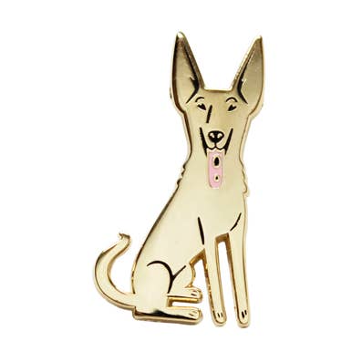 Lili Chin Art - Wholesale Lapel Pin/Button - Formosan Mountain Dog TAN / Taiwan Dog Enamel Pin0