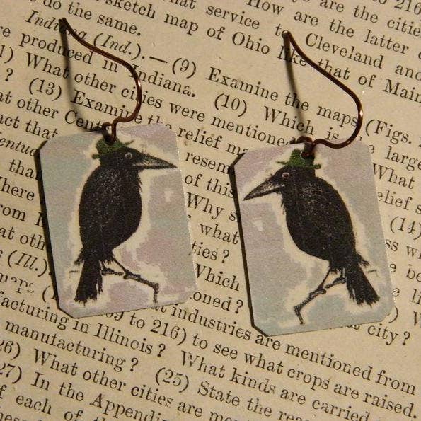Boucles d'oreilles Corbeau pour la vente par Sarah Wood Studio