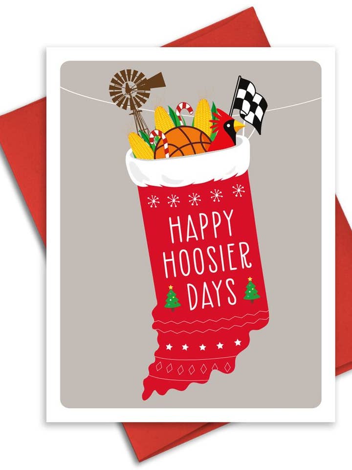 Christmas - Hoosier Indiana Holiday Card - Single or Set for wholesale by The Imagination Spot