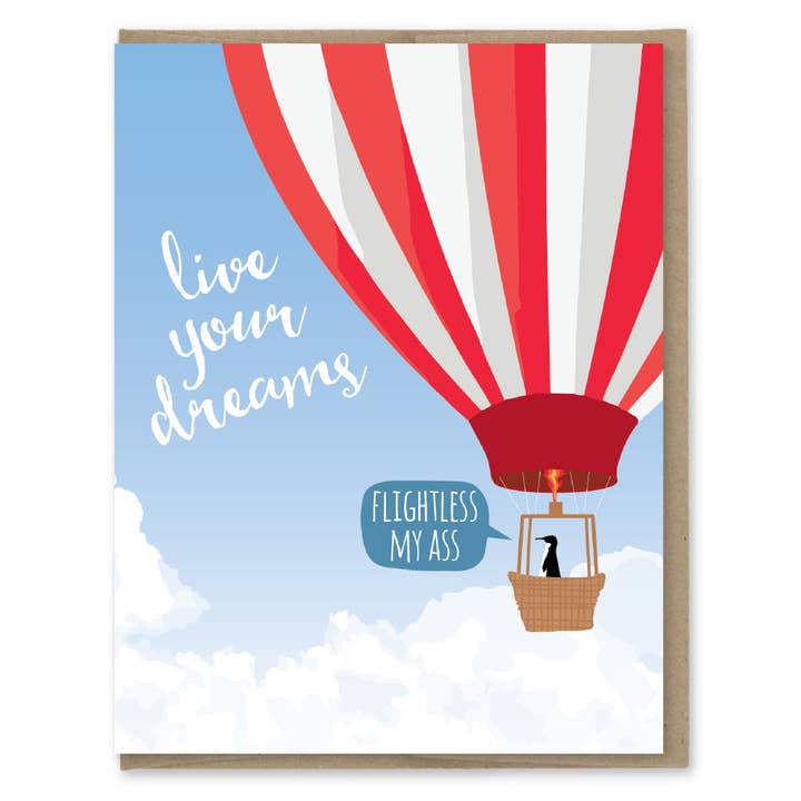 Modern Printed Matter - Wholesale Encouragement Card - Live Your Dream Penguin Card