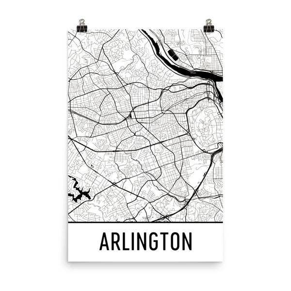 Arlington VA - Póster de mapa de calles (30,5 x 45,7 cm) para venta al por mayor de Modern Map Art