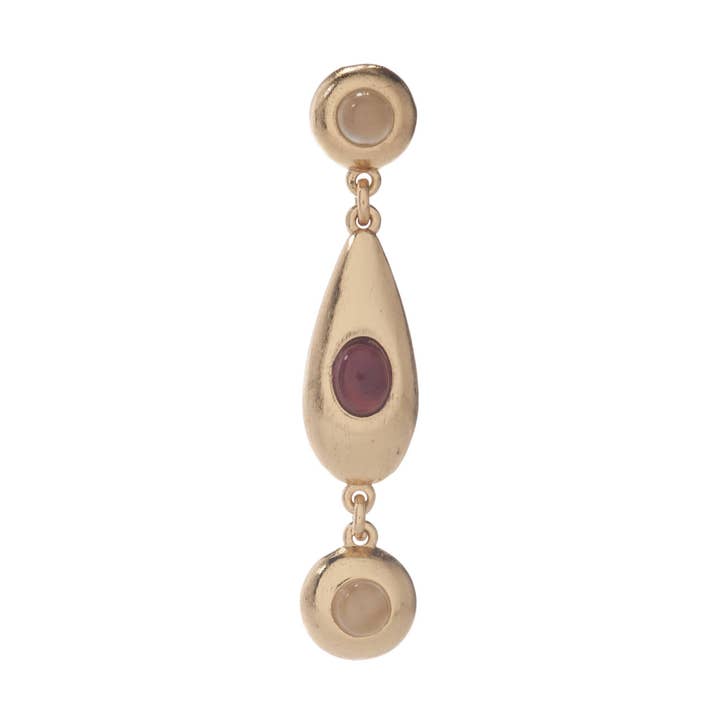 Earring - Pebble - Triple - Pink Tourmaline, Moonstone for wholesale by Stephanie Kantis