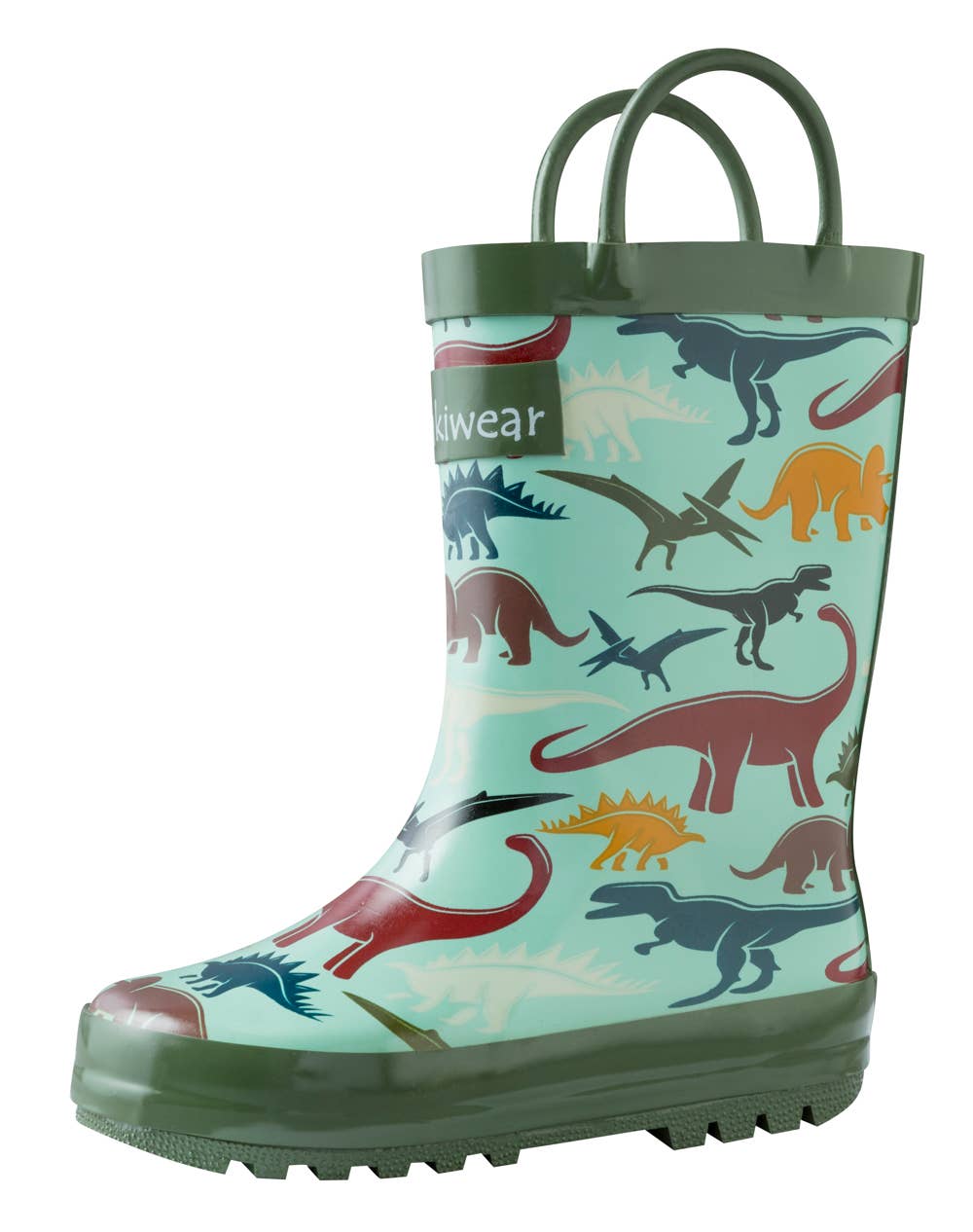 Oaki - Wholesale Rain Boots – Child - Loop Handle Boots, Earthy Dinosaurs
