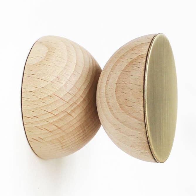 Geometric Beech Wood & Brass Wall Hook for wholesale by 5mm Paper