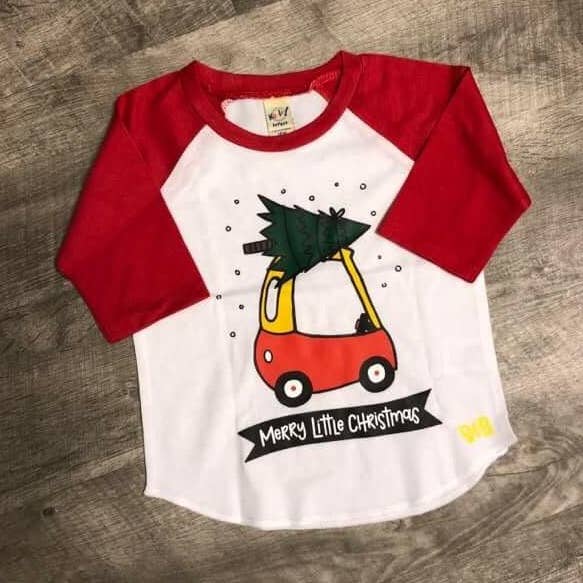 Merry Little Christmas Raglan for wholesale by spillthebeansetc