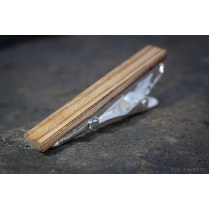 Zebra Wood Tie Clip for wholesale by Grateful Gadgets