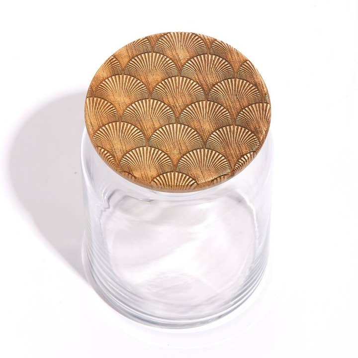 Ray Wood Lid Glass Jar for wholesale by Lucca