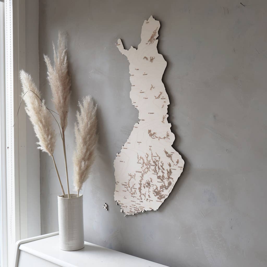 Papurino - Wholesale Map - Wooden Map of Finland with cities1