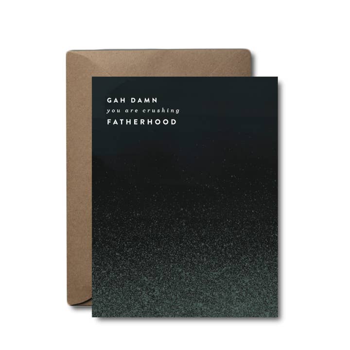 Crushing Fatherhood Father's Day Greeting Card for wholesale by Black Lab Studio
