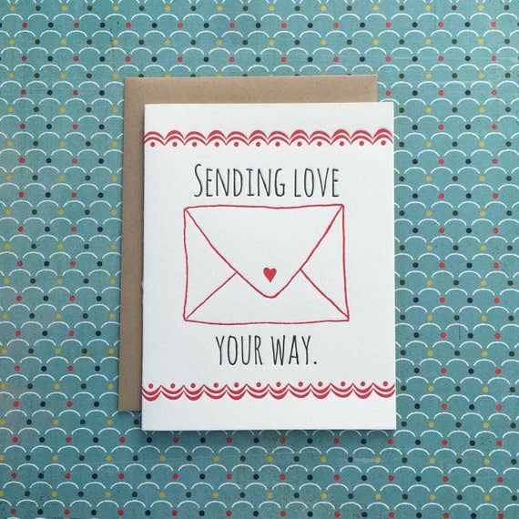 Sending Love Envelope - letterpress card for wholesale by Lucky Bee Press