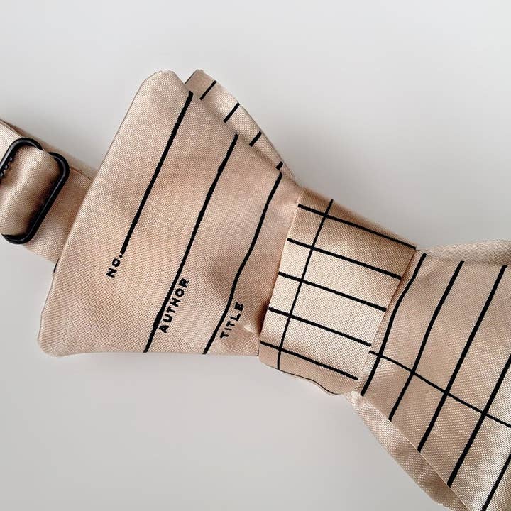 Library Due Date Due Card Bow Tie for wholesale by Cyberoptix Tie Lab