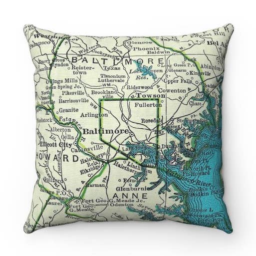 Daisy Mae Designs - Wholesale Throw/Decorative Pillow - Baltimore Maryland Map Decorative Pillow Throw Pillow5