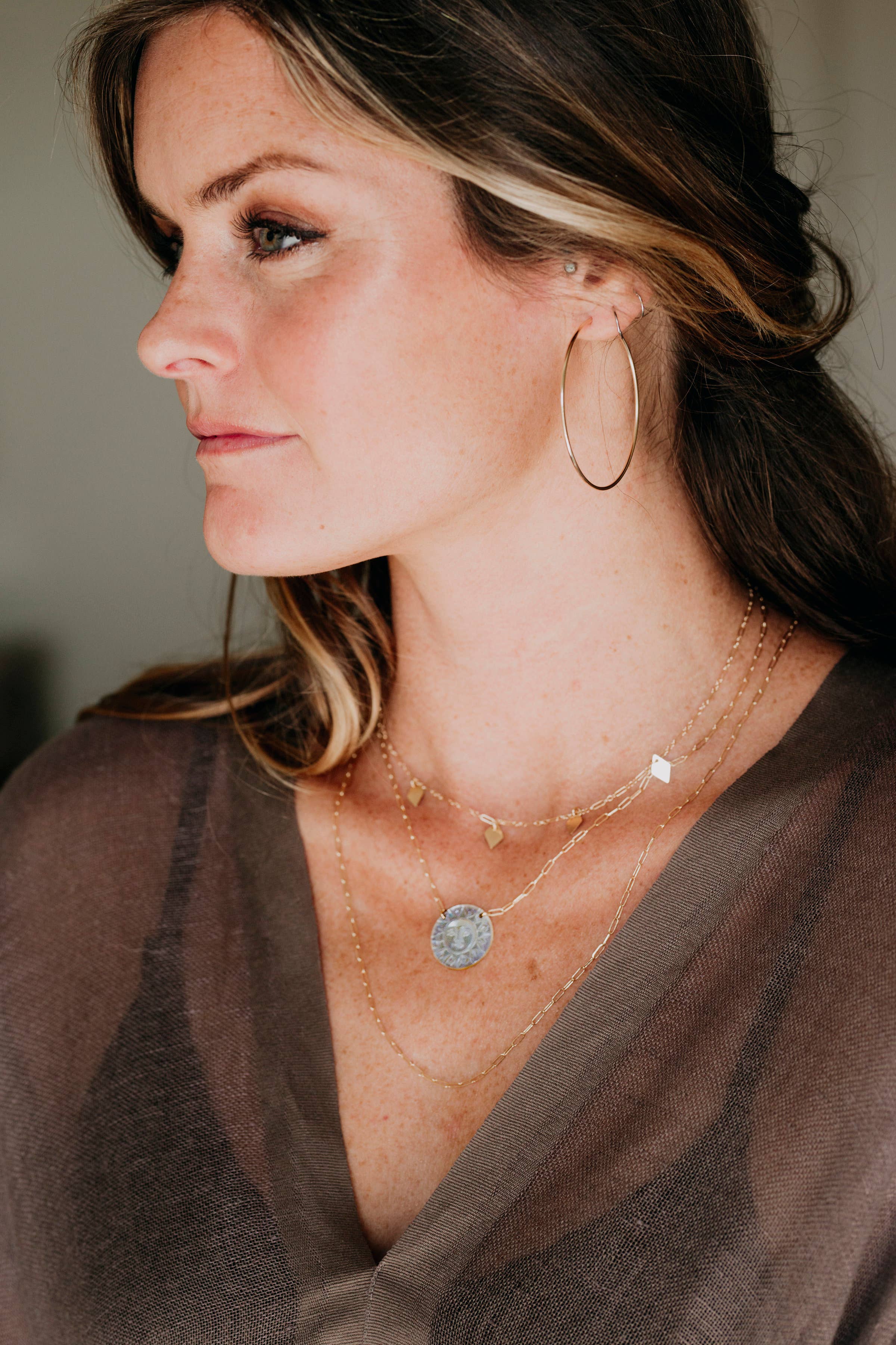 Bent by Courtney - Wholesale Pendant/Charm Necklace - Apollo 14K Gold-Filled Mother of Pearl Pendant Necklace4