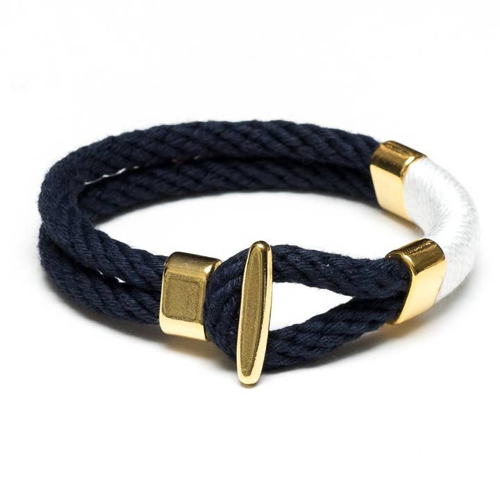 Cambridge - Navy/White/Gold - Nautical Rope Bracelet for wholesale by Allison Cole Jewelry